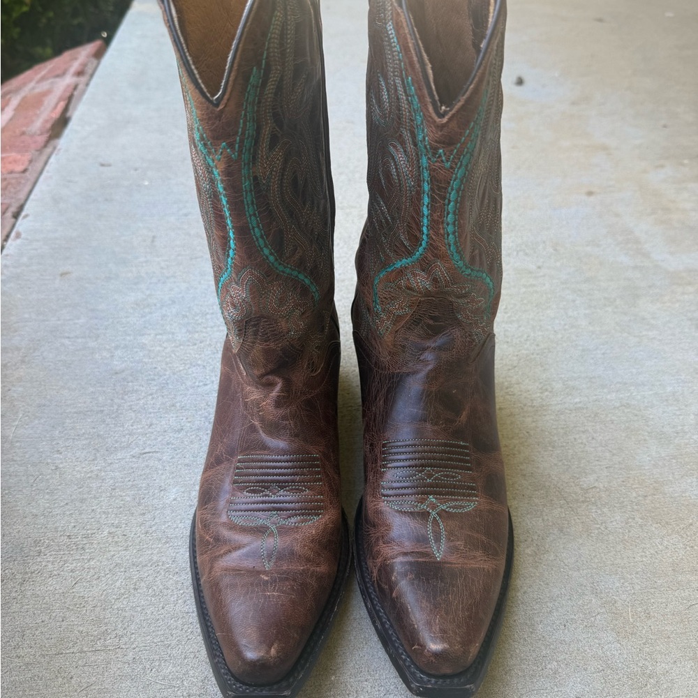 J.B. Dillon Brown and Teal Western Boots